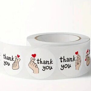 100 pcs 1" Gesture Than the Heart Thank You Stickers